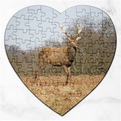 Red Deer Stag on a Hill Jigsaw Puzzle (Heart)