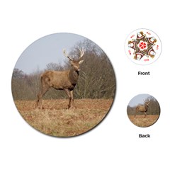 Red Deer Stag on a Hill Playing Cards (Round) 