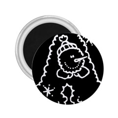 Funny Snowball Doodle Black White 2 25  Magnets