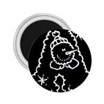 Funny Snowball Doodle Black White 2.25  Magnets Front