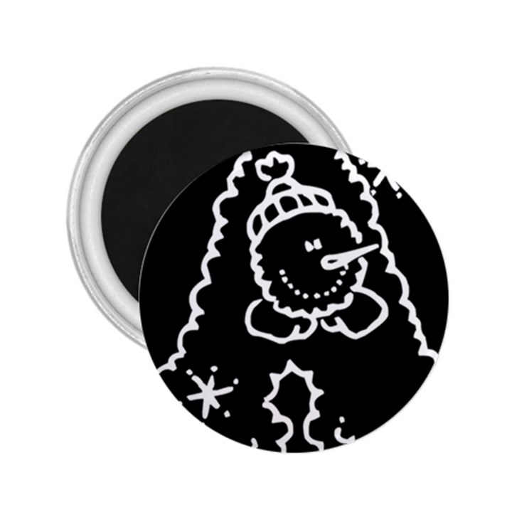 Funny Snowball Doodle Black White 2.25  Magnets