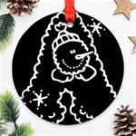 Funny Snowball Doodle Black White Ornament (Round)  Front