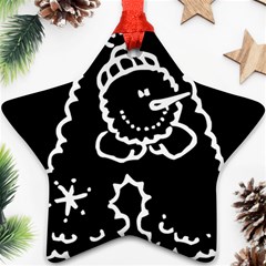 Funny Snowball Doodle Black White Ornament (star) 