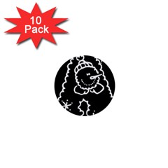 Funny Snowball Doodle Black White 1  Mini Buttons (10 Pack)  by yoursparklingshop