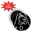 Funny Snowball Doodle Black White 1.75  Magnets (10 pack)  Front