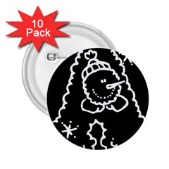 Funny Snowball Doodle Black White 2 25  Buttons (10 Pack)  by yoursparklingshop