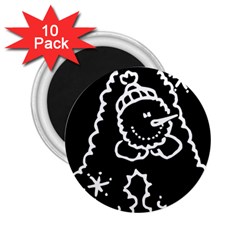 Funny Snowball Doodle Black White 2 25  Magnets (10 Pack)  by yoursparklingshop