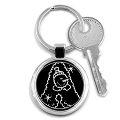 Funny Snowball Doodle Black White Key Chains (round) 