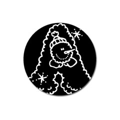 Funny Snowball Doodle Black White Magnet 3  (round)