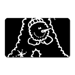 Funny Snowball Doodle Black White Magnet (rectangular) by yoursparklingshop