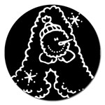 Funny Snowball Doodle Black White Magnet 5  (Round) Front