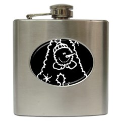 Funny Snowball Doodle Black White Hip Flask (6 Oz)