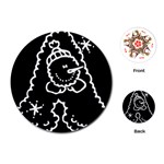 Funny Snowball Doodle Black White Playing Cards (Round)  Front