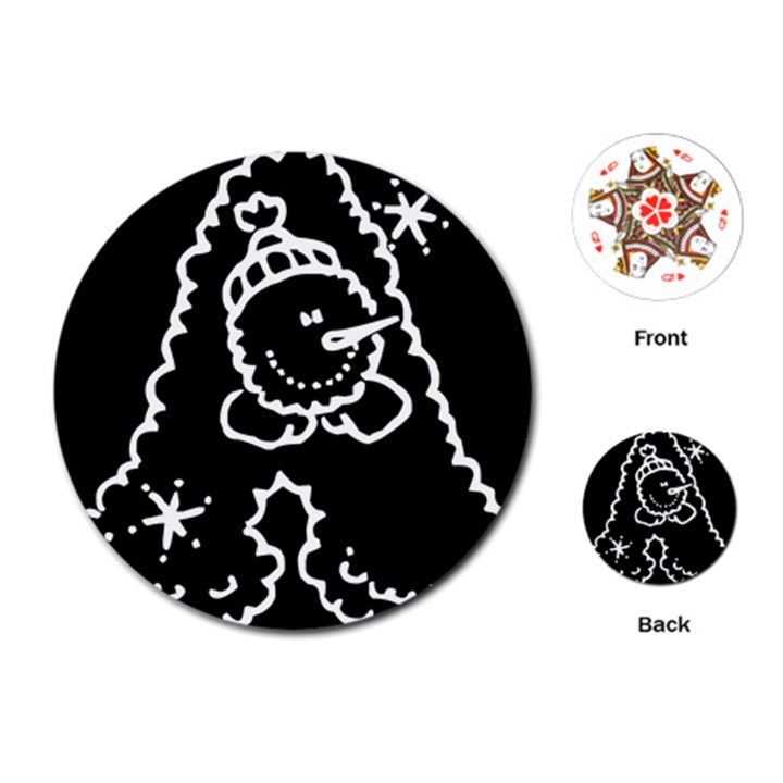 Funny Snowball Doodle Black White Playing Cards (Round) 