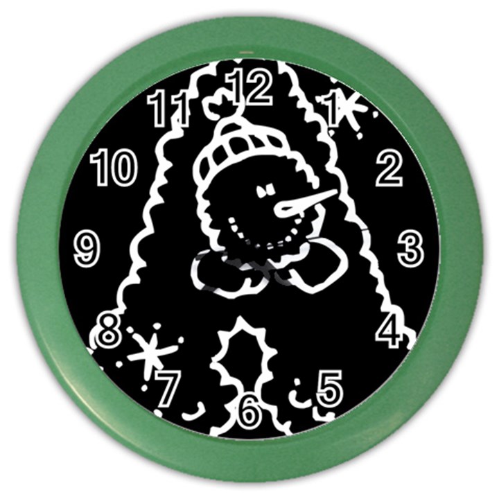 Funny Snowball Doodle Black White Color Wall Clocks