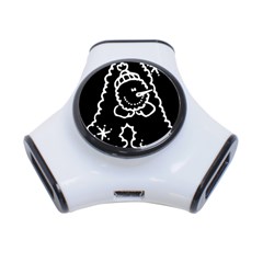 Funny Snowball Doodle Black White 3-port Usb Hub by yoursparklingshop