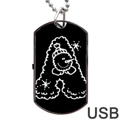 Funny Snowball Doodle Black White Dog Tag Usb Flash (two Sides)  by yoursparklingshop