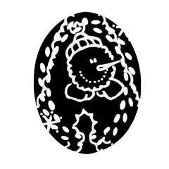 Funny Snowball Doodle Black White Oval Filigree Ornament (2-side)  by yoursparklingshop