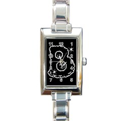 Funny Black And White Doodle Snowballs Rectangle Italian Charm Watch by yoursparklingshop