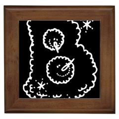 Funny Black And White Doodle Snowballs Framed Tiles