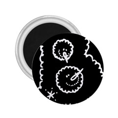 Funny Black And White Doodle Snowballs 2 25  Magnets