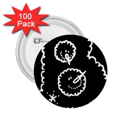 Funny Black And White Doodle Snowballs 2 25  Buttons (100 Pack) 