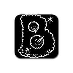 Funny Black And White Doodle Snowballs Rubber Coaster (square) 