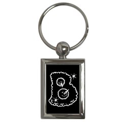 Funny Black And White Doodle Snowballs Key Chains (rectangle)  by yoursparklingshop