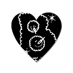 Funny Black And White Doodle Snowballs Heart Magnet by yoursparklingshop