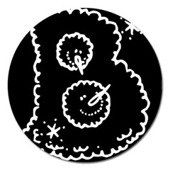 Funny Black And White Doodle Snowballs Magnet 5  (round) by yoursparklingshop