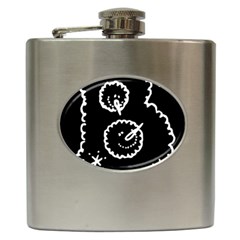 Funny Black And White Doodle Snowballs Hip Flask (6 Oz) by yoursparklingshop