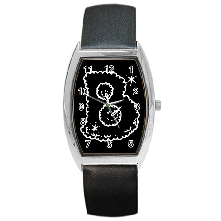 Funny Black And White Doodle Snowballs Barrel Style Metal Watch