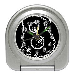 Funny Black And White Doodle Snowballs Travel Alarm Clocks by yoursparklingshop