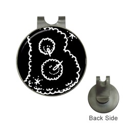 Funny Black And White Doodle Snowballs Hat Clips With Golf Markers