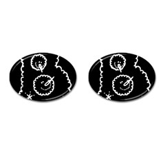 Funny Black And White Doodle Snowballs Cufflinks (oval)