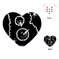 Funny Black And White Doodle Snowballs Playing Cards (heart) 