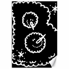 Funny Black And White Doodle Snowballs Canvas 12  X 18  