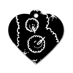 Funny Black And White Doodle Snowballs Dog Tag Heart (two Sides)