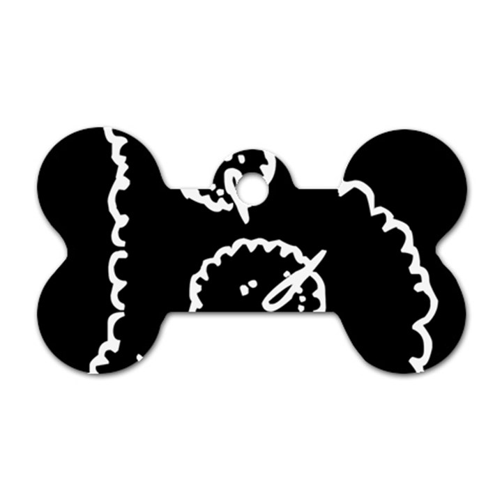 Funny Black And White Doodle Snowballs Dog Tag Bone (Two Sides)