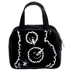 Funny Black And White Doodle Snowballs Classic Handbags (2 Sides)