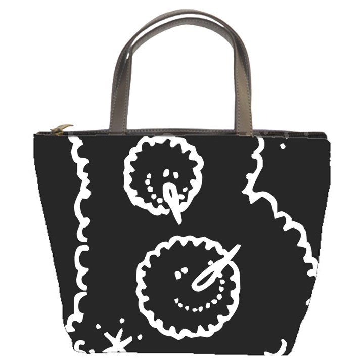 Funny Black And White Doodle Snowballs Bucket Bags