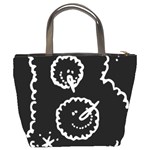 Funny Black And White Doodle Snowballs Bucket Bags Back