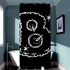 Funny Black And White Doodle Snowballs Shower Curtain 36  X 72  (stall) 