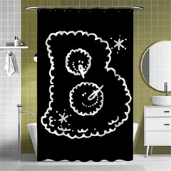 Funny Black And White Doodle Snowballs Shower Curtain 48  X 72  (small) 