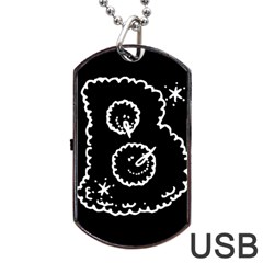 Funny Black And White Doodle Snowballs Dog Tag Usb Flash (one Side) by yoursparklingshop