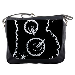 Funny Black And White Doodle Snowballs Messenger Bags by yoursparklingshop