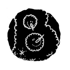 Funny Black And White Doodle Snowballs Standard 15  Premium Round Cushions by yoursparklingshop