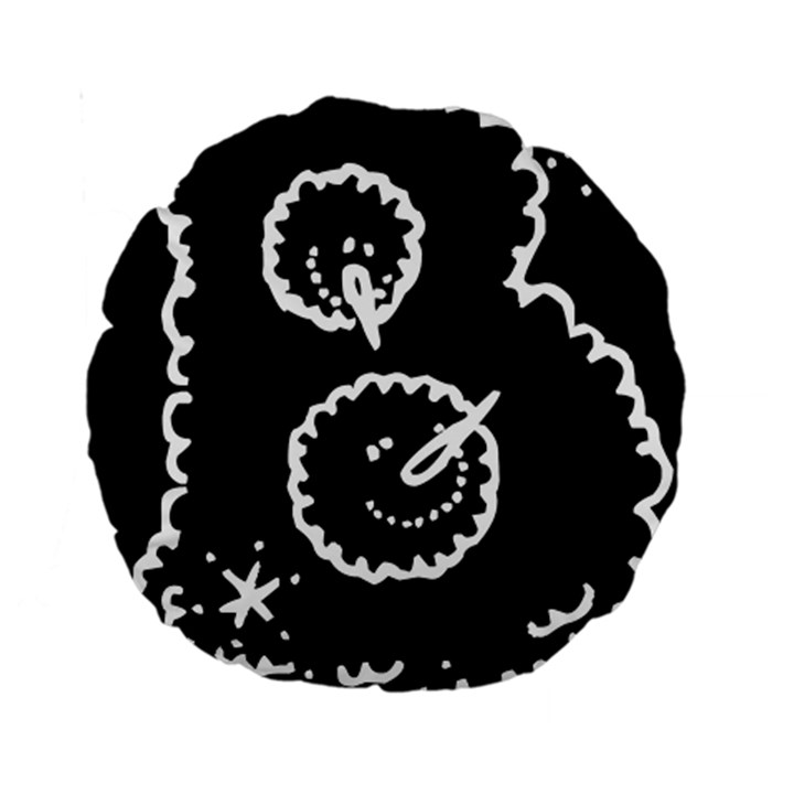 Funny Black And White Doodle Snowballs Standard 15  Premium Round Cushions