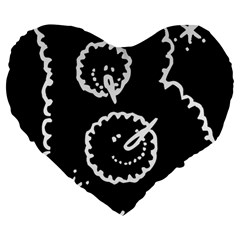 Funny Black And White Doodle Snowballs Large 19  Premium Heart Shape Cushions by yoursparklingshop