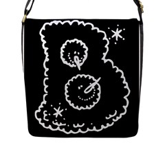 Funny Black And White Doodle Snowballs Flap Messenger Bag (l)  by yoursparklingshop